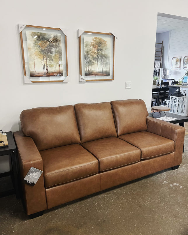 Large Brown Faux Leather Sofa - BRAND NEW!