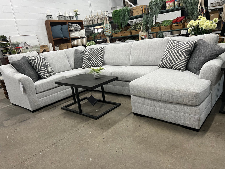 Double Chaise Cream Sectional in Durable Fabric - BRAND NEW!