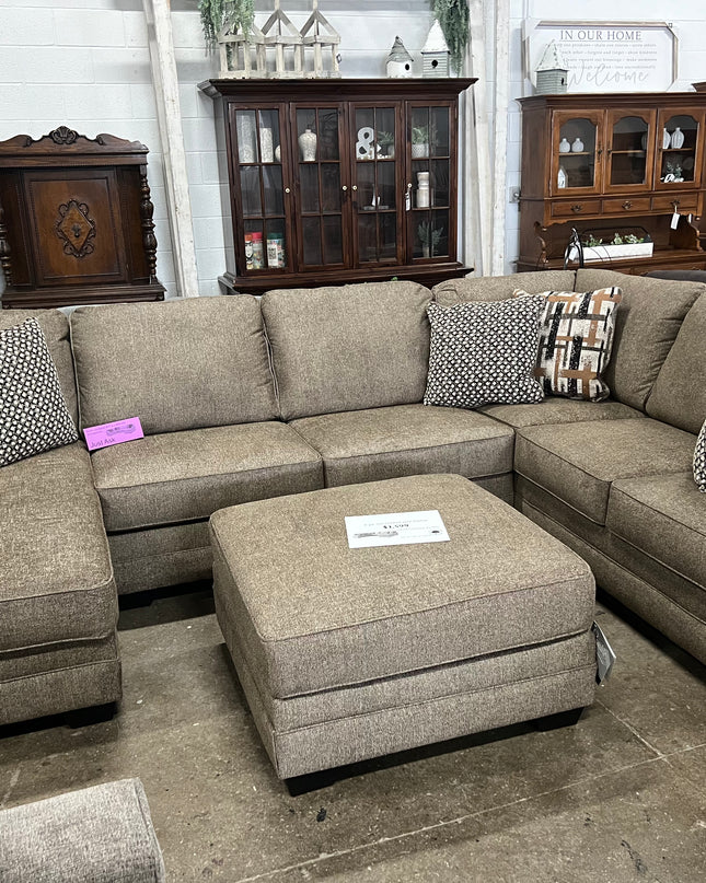Brown Double Chaise Sectional in Durable Fabric - BRAND NEW!
