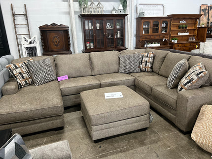 Brown Double Chaise Sectional in Durable Fabric - BRAND NEW!