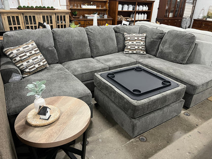 Grey Double Chaise Sectional w/ Ottoman in Durable Fabric - BRAND NEW!